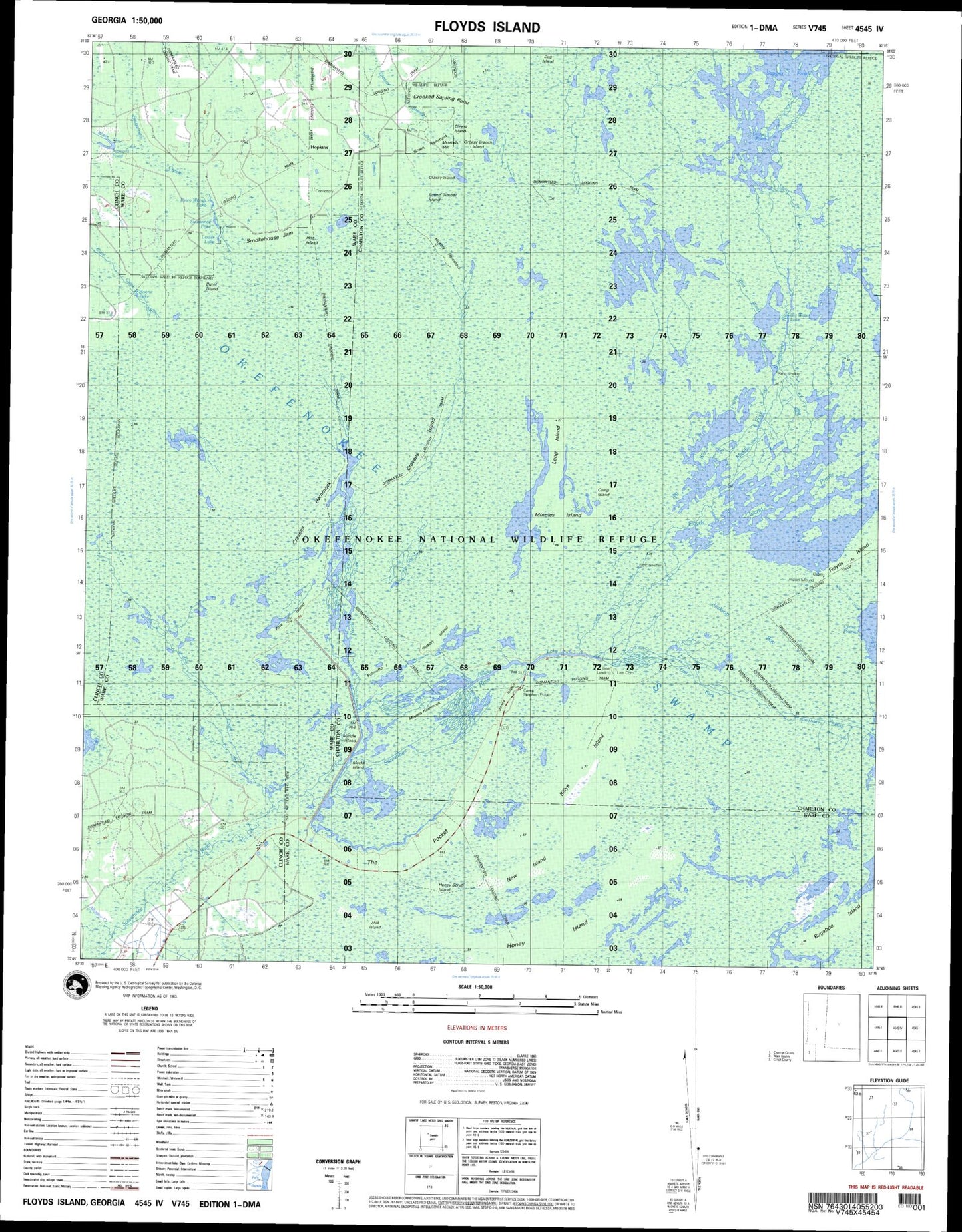 Floyds Island Georgia Military 1:50,000 Map