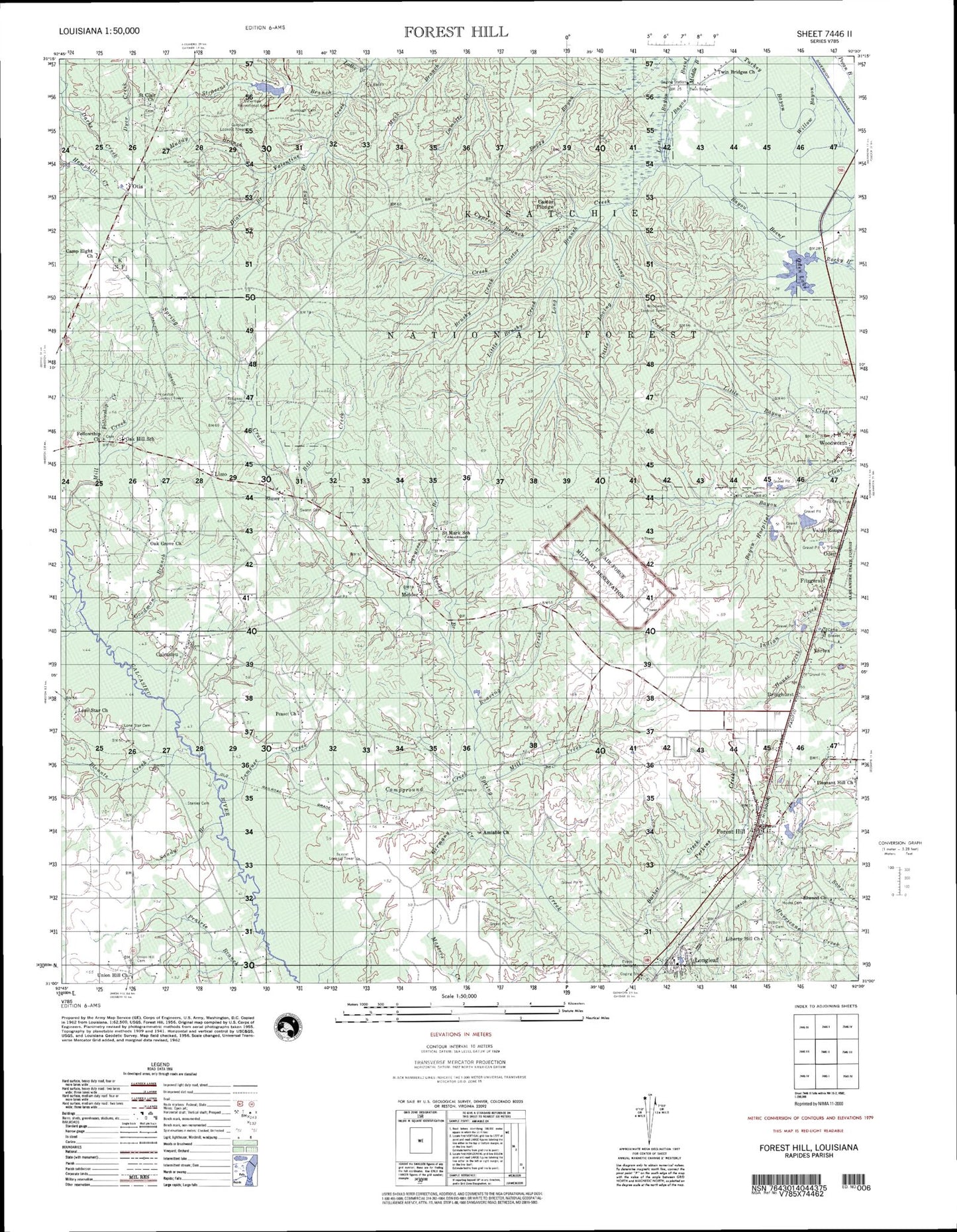 Forest Hill Louisiana Military 1:50,000 Map