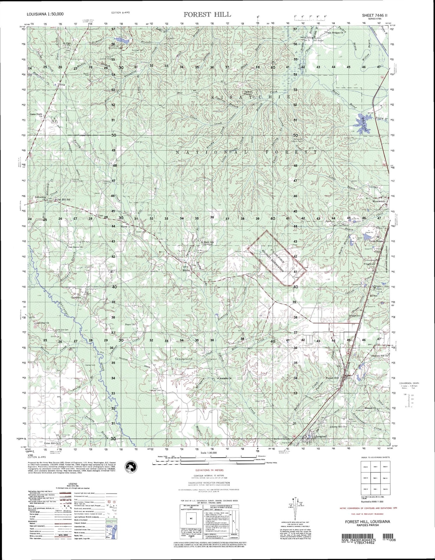 Forest Hill Louisiana Military 1:50,000 Map