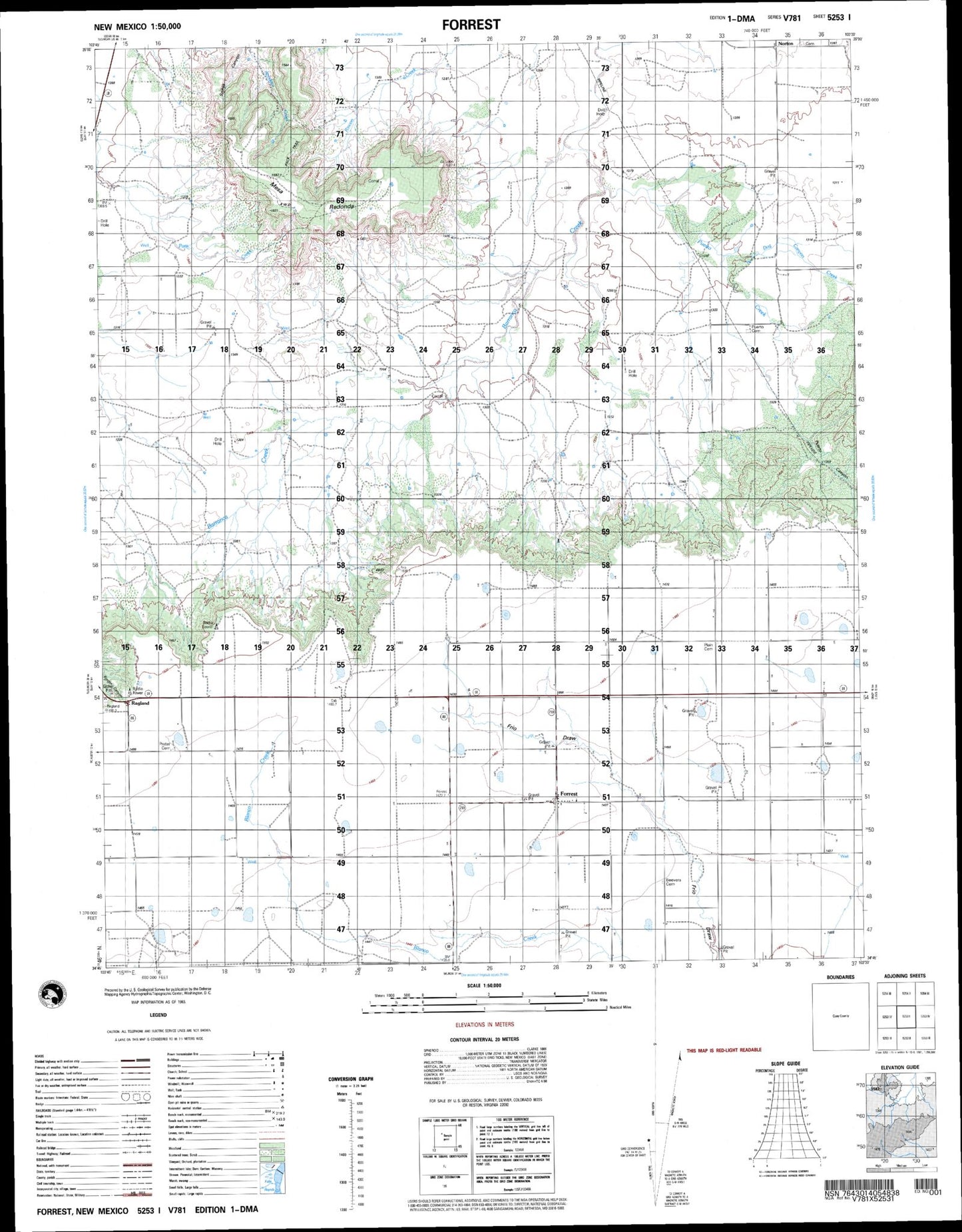 Forrest New Mexico Military 1:50,000 Map