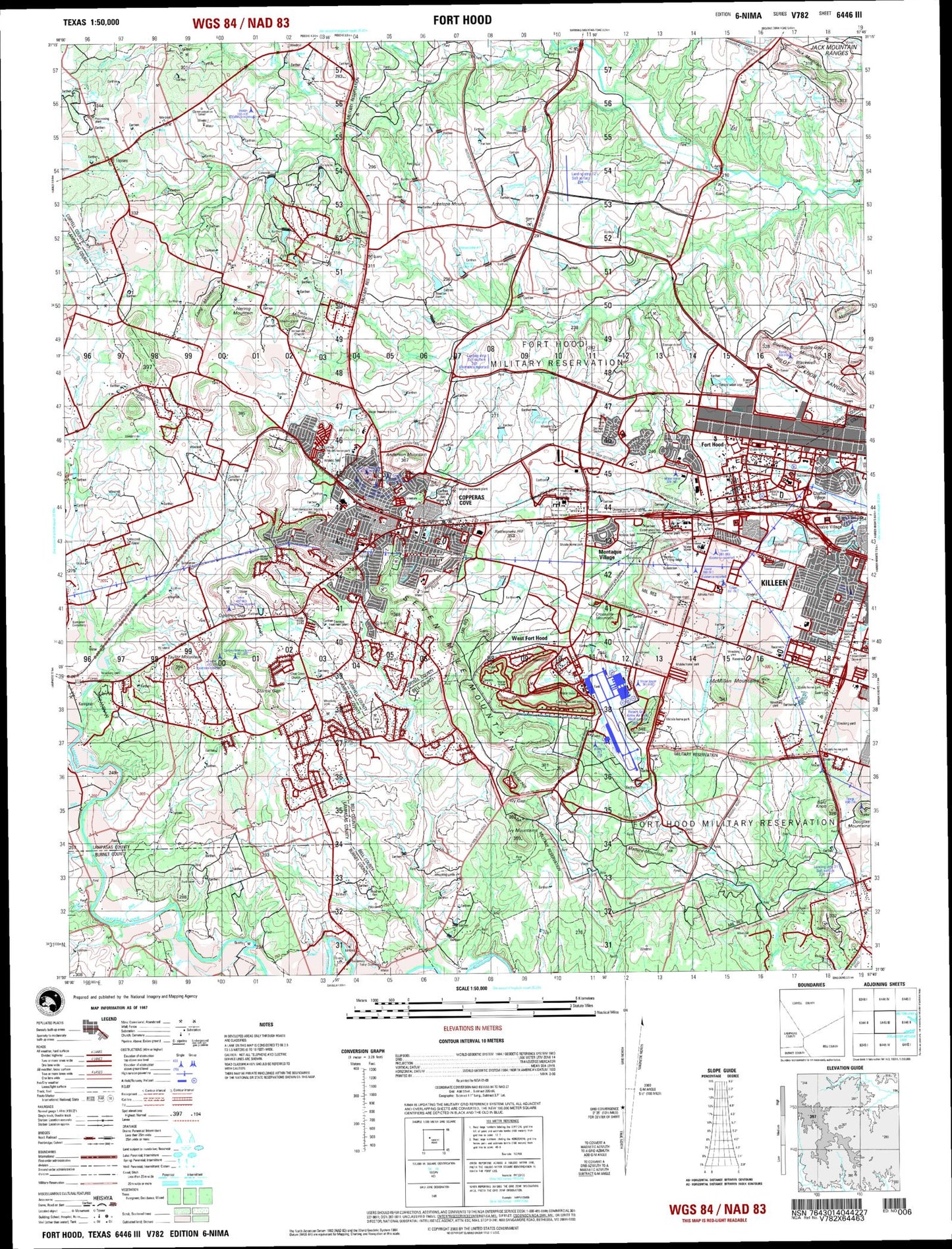 Fort Hood Texas Military 1:50,000 Map