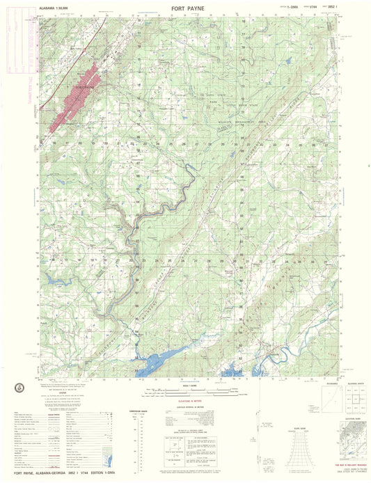 Fort Payne Alabama Military 1:50,000 Map