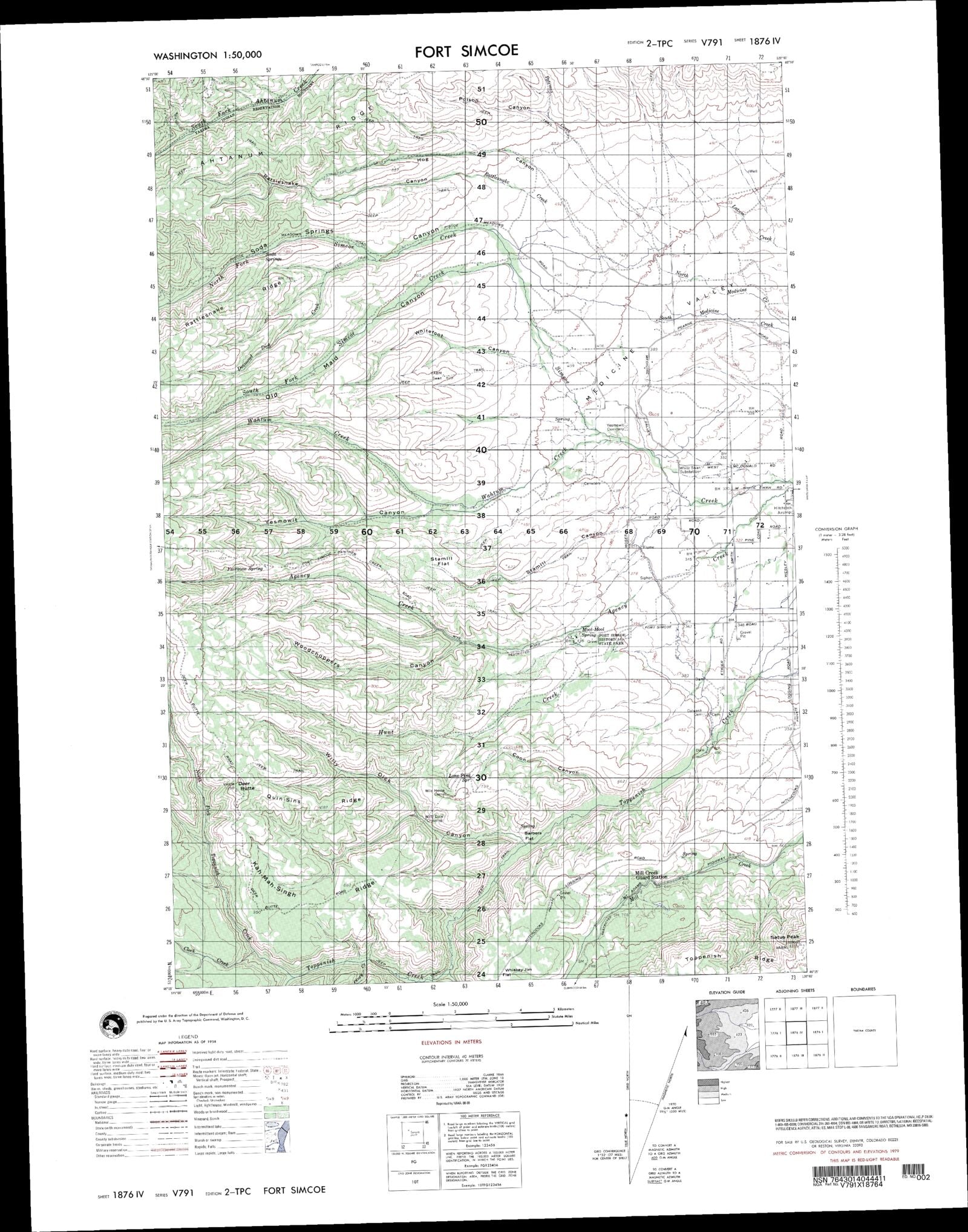 Fort Simcoe Washington Military 1:50,000 Map – MyTopo Map Store