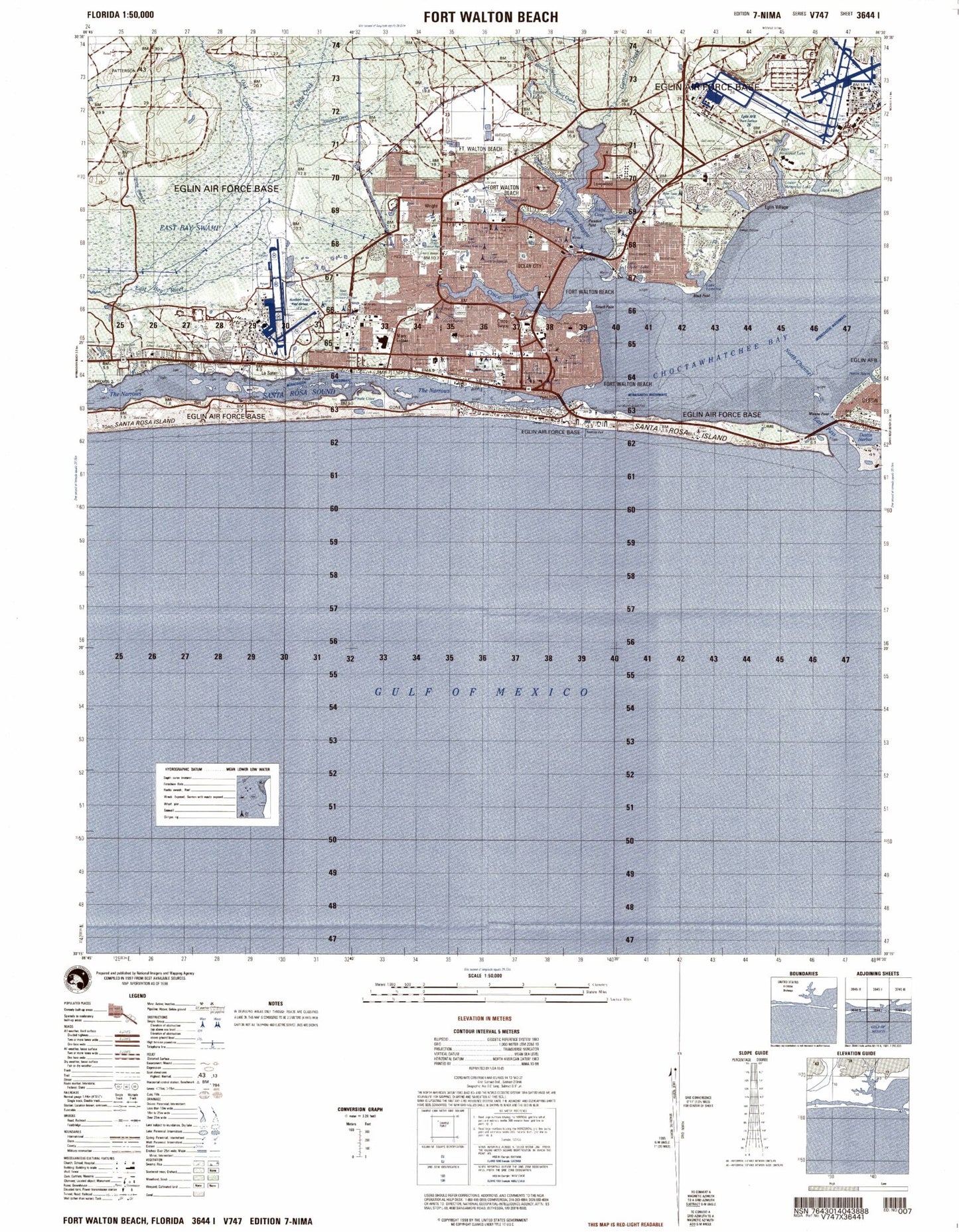 Fort Walton Beach Florida Military 1:50,000 Map