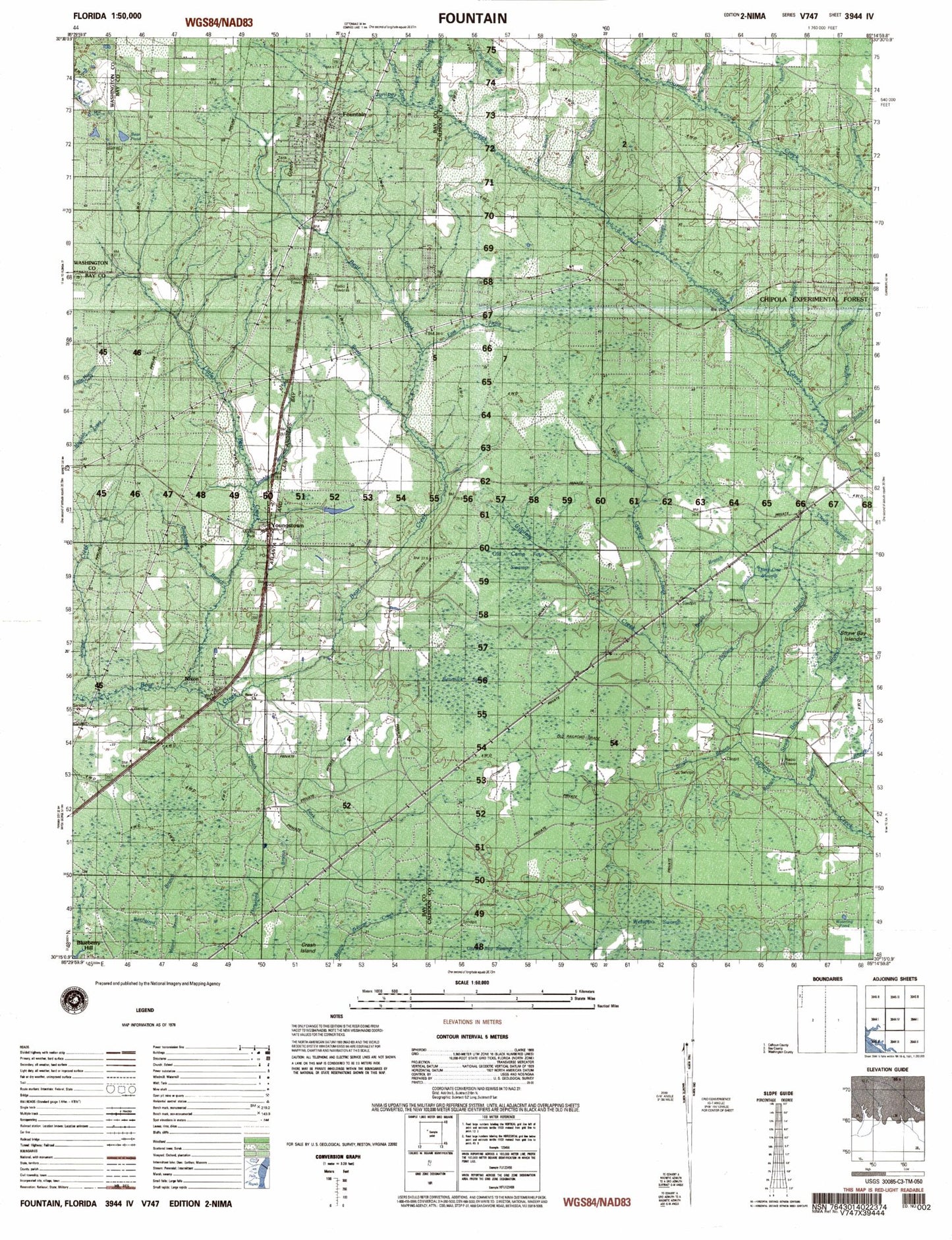 Fountain Florida Military 1:50,000 Map