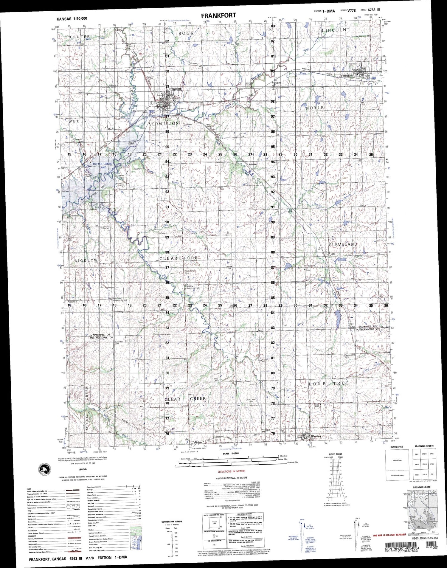 Frankfort Kansas Military 1:50,000 Map