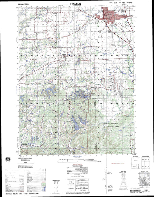 Franklin Indiana Military 1:50,000 Map