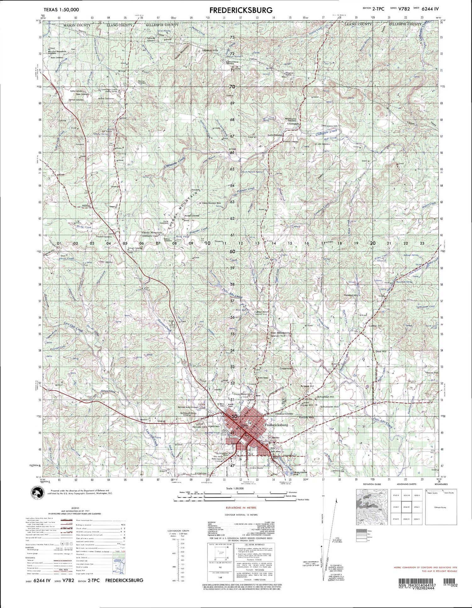 Fredericksburg Texas Military 1:50,000 Map