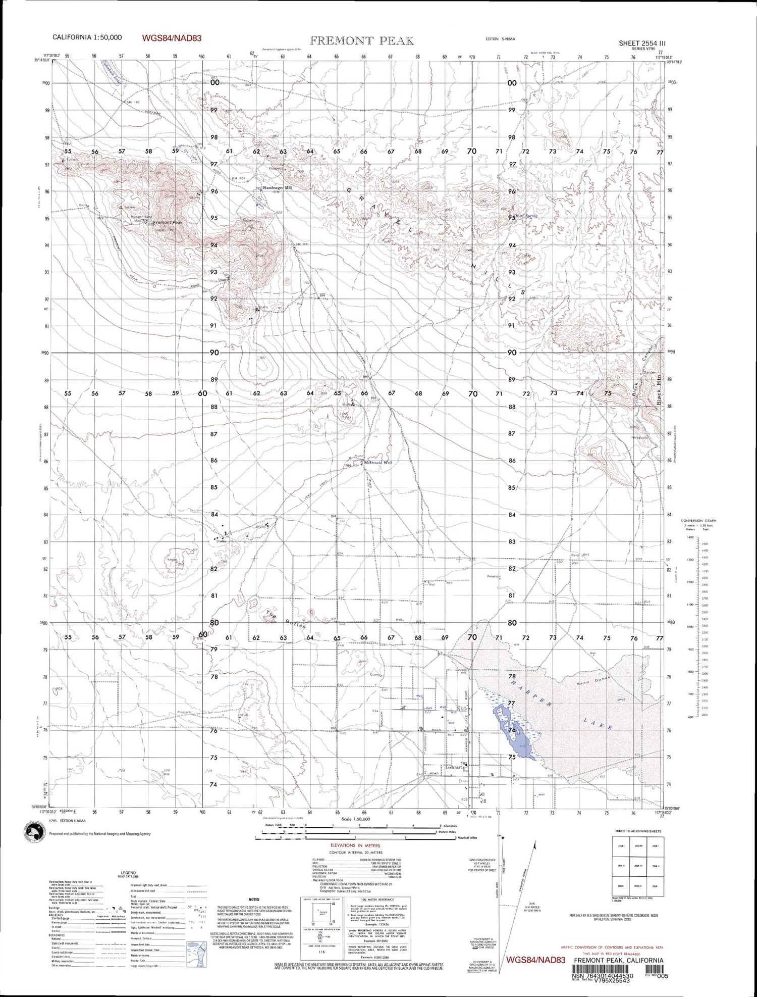 Fremont Peak California Military 1:50,000 Map