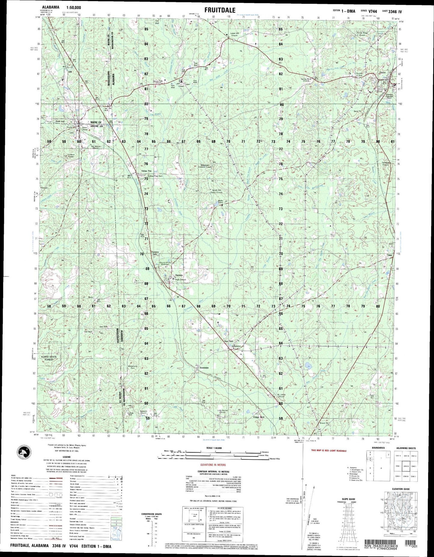 Fruitdale Alabama Military 1:50,000 Map