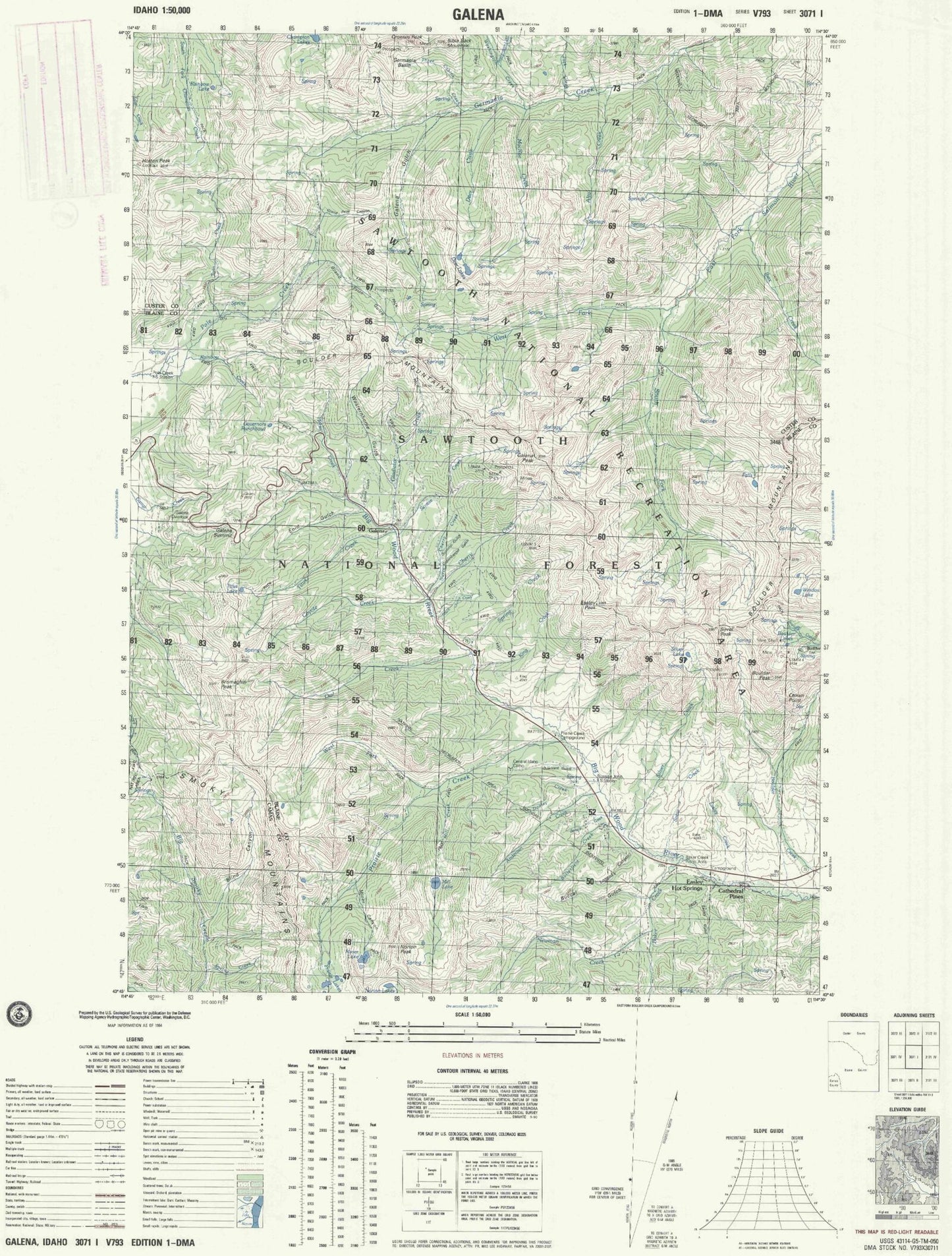 Galena Idaho Military 1:50,000 Map