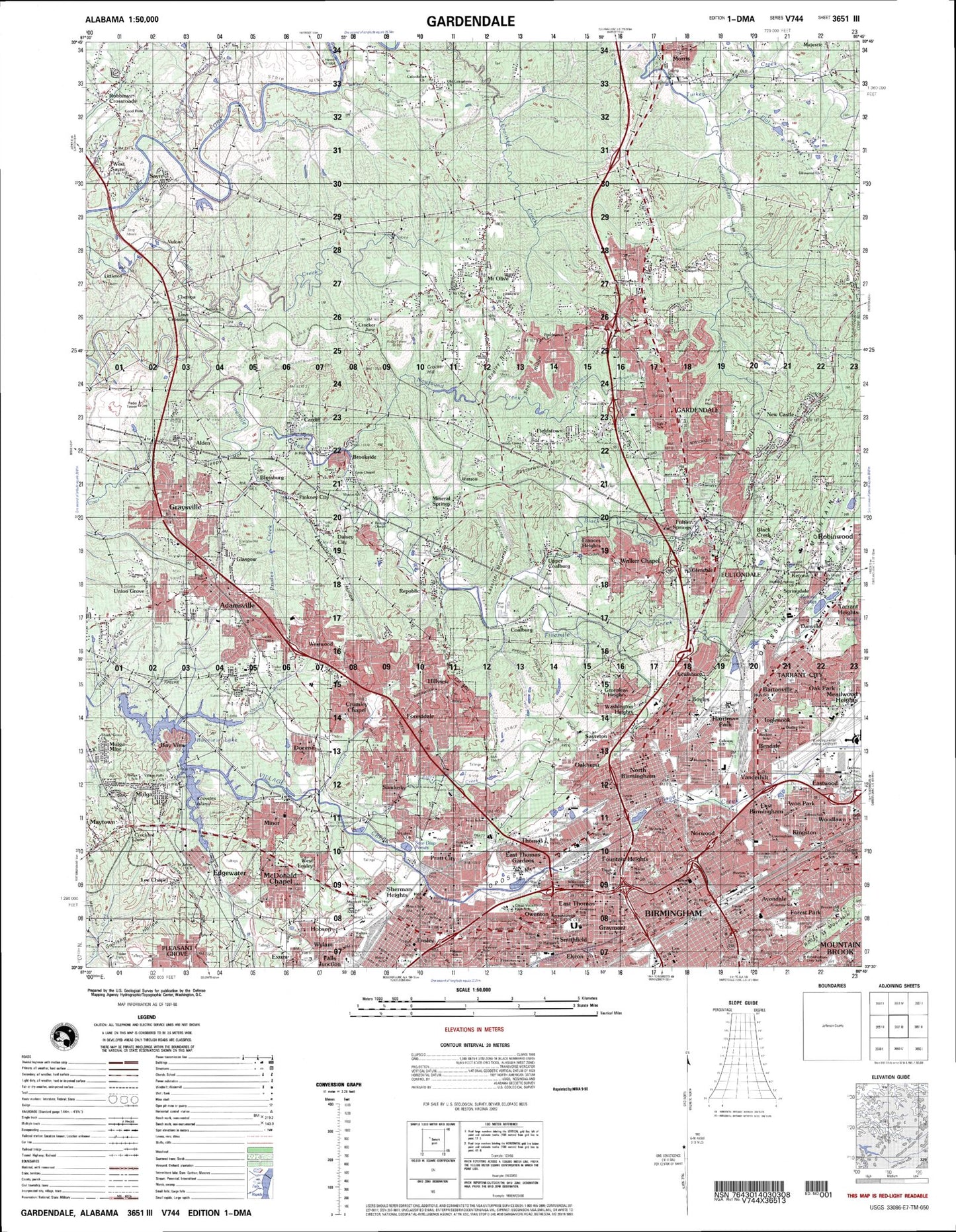 Gardendale Alabama Military 1:50,000 Map