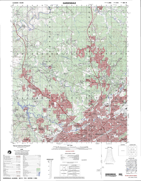 Gardendale Alabama Military 1:50,000 Map