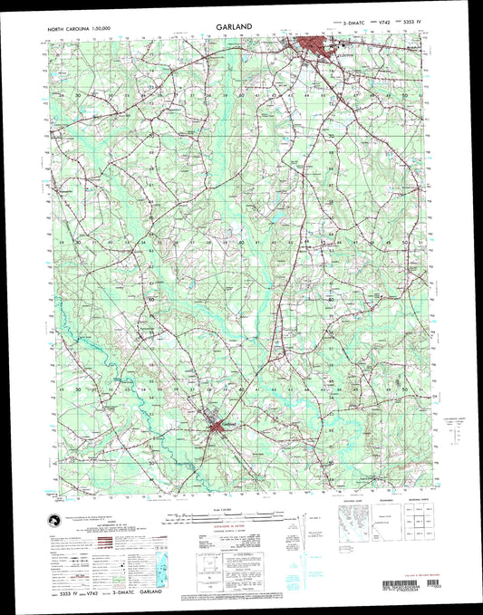 Garland North Carolina Military 1:50,000 Map