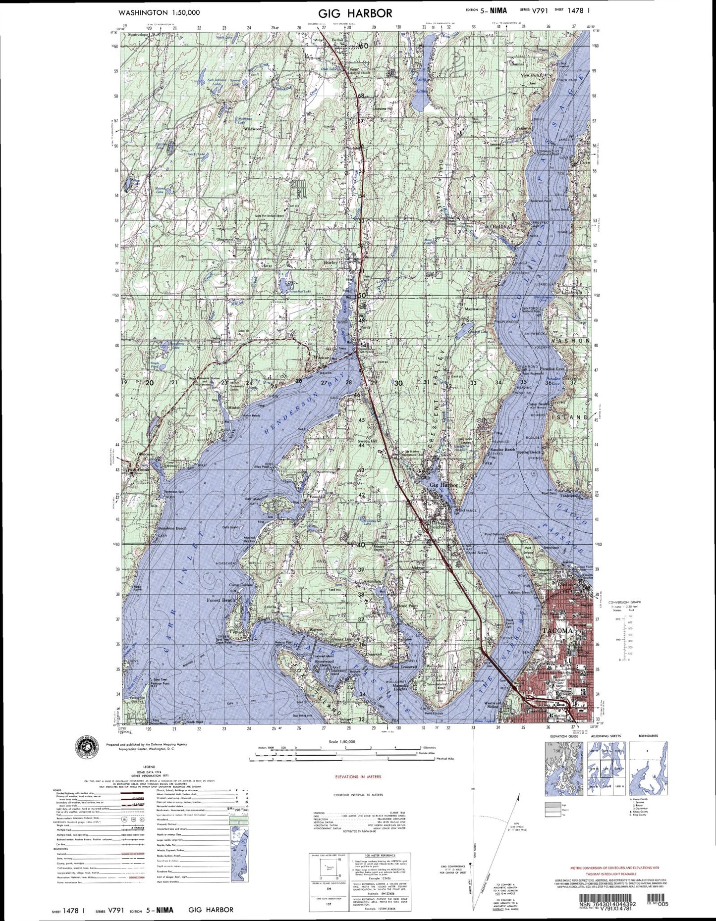 Gig Harbor Washington Military 1:50,000 Map