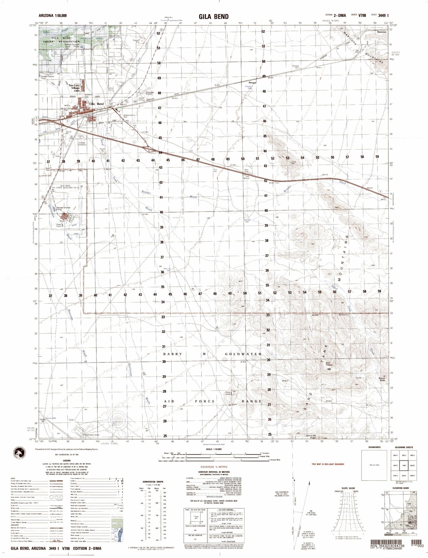 Gila Bend Arizona Military 1:50,000 Map