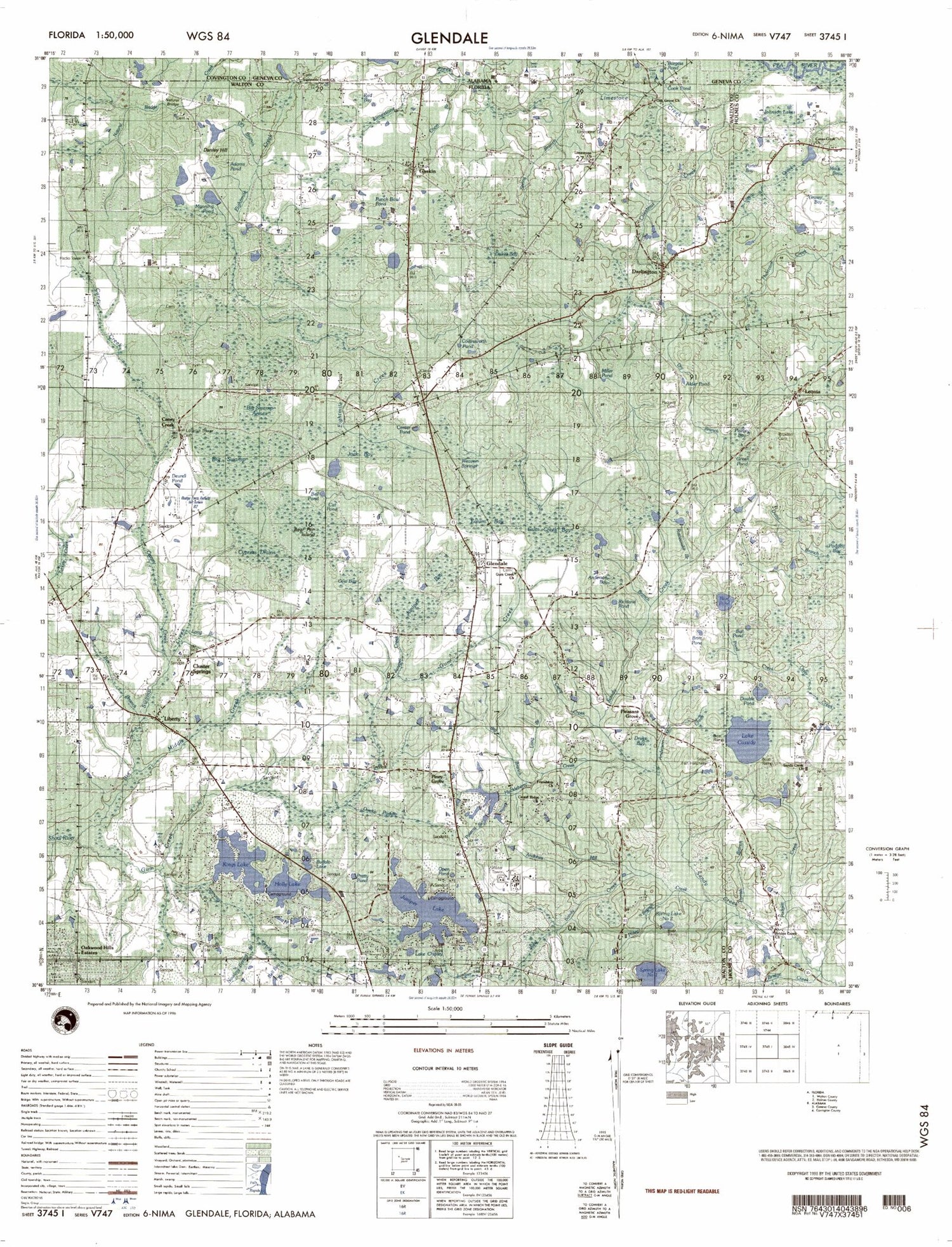 Glendale Florida Military 1:50,000 Map