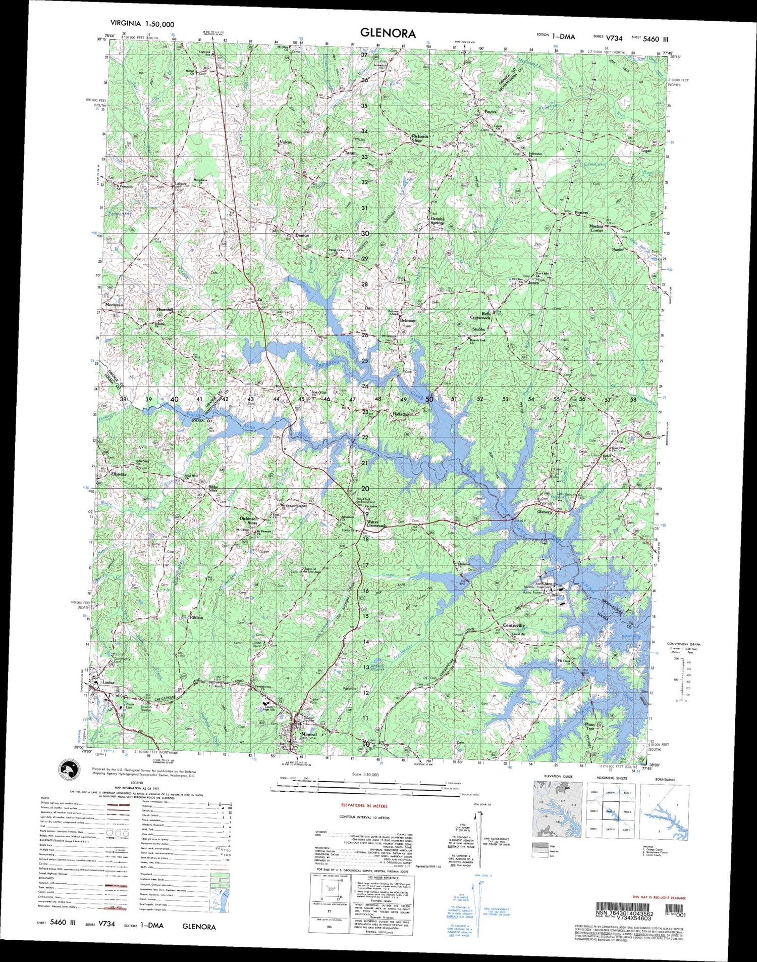 Glenora Virginia Military 1:50,000 Map