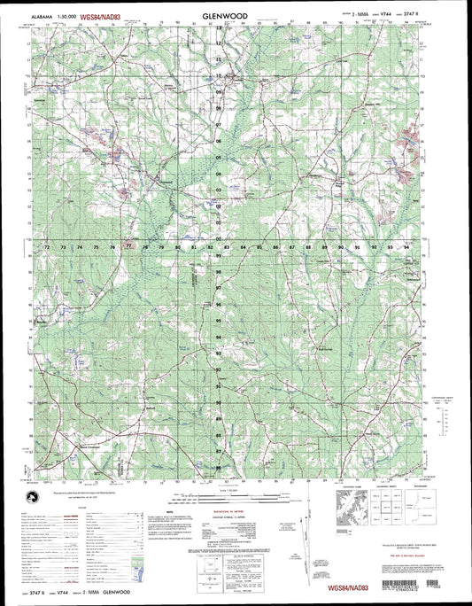 Glenwood Alabama Military 1:50,000 Map