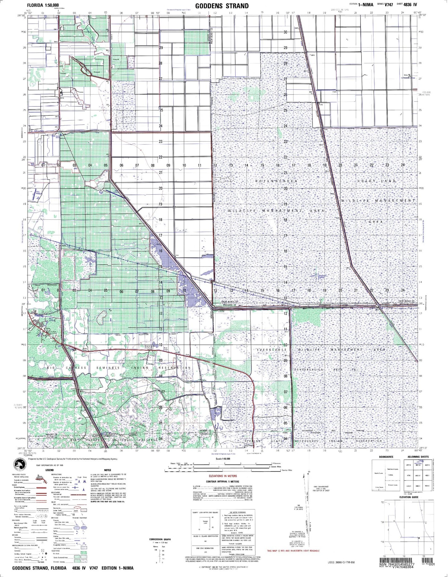 Goddens Strand Florida Military 1:50,000 Map