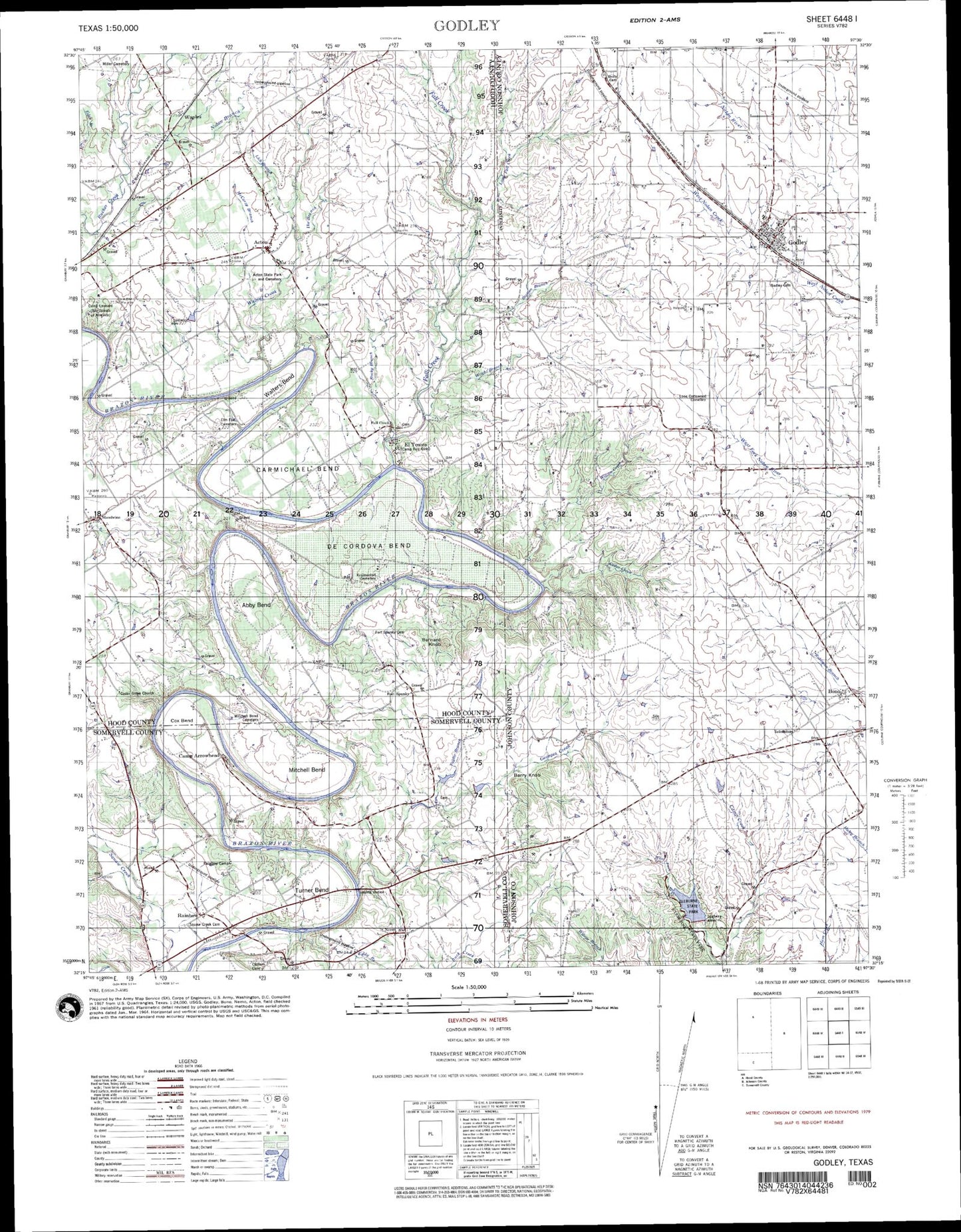 Godley Texas Military 1:50,000 Map