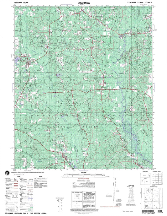 Goldonna Louisiana Military 1:50,000 Map