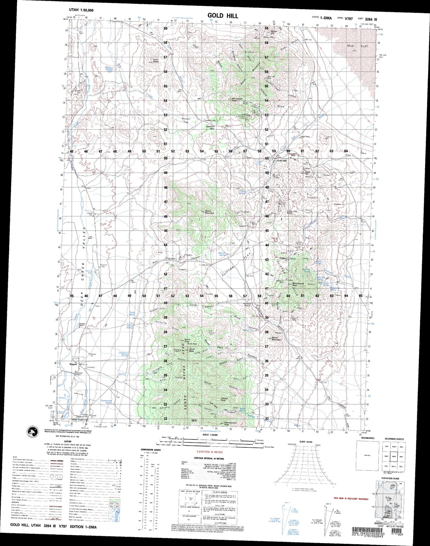 Gold Hill Utah Military 1:50,000 Map