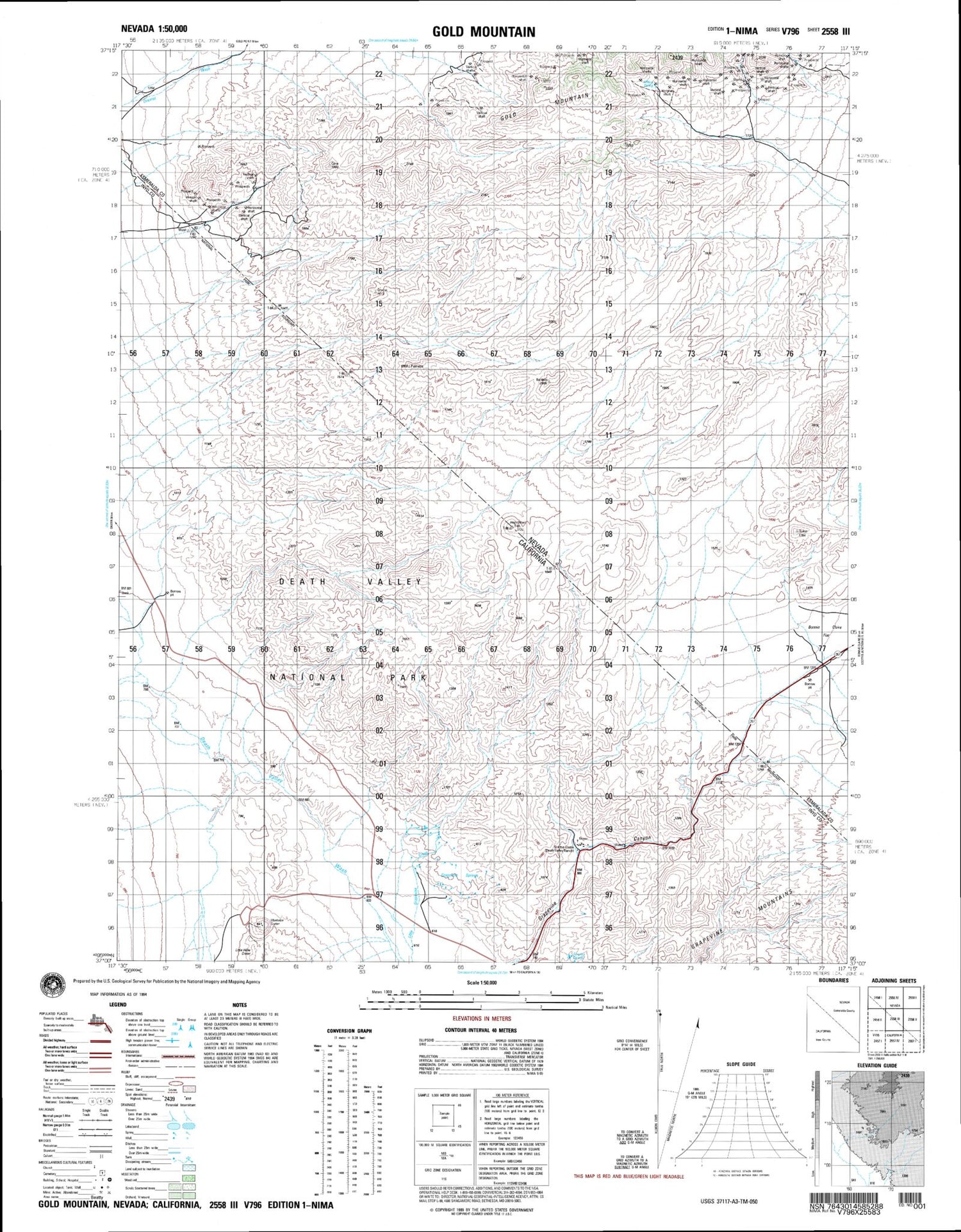 Gold Mountain Nevada Military 1:50,000 Map