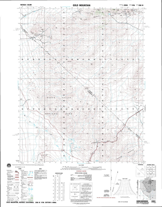 Gold Mountain Nevada Military 1:50,000 Map