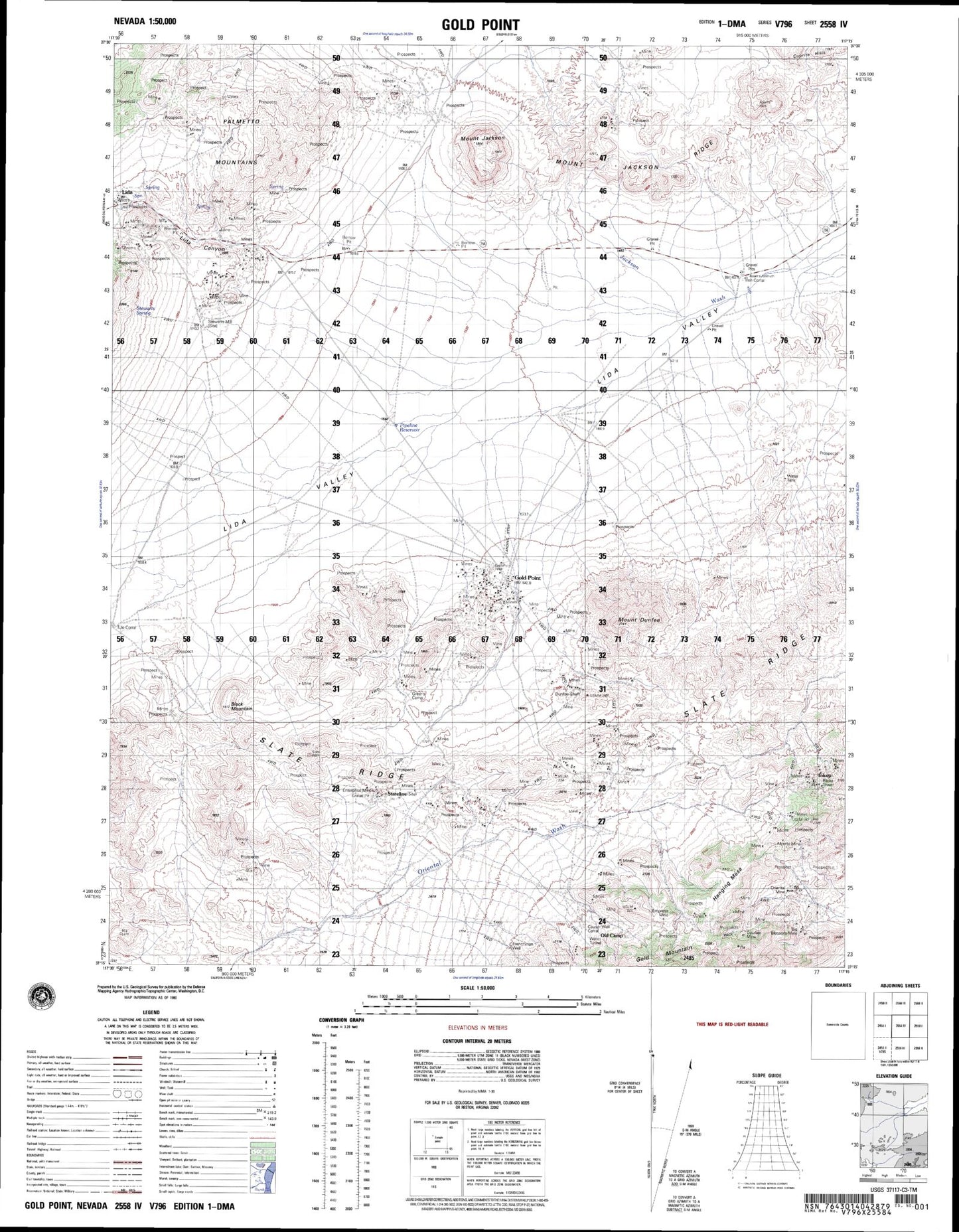 Gold Point Nevada Military 1:50,000 Map