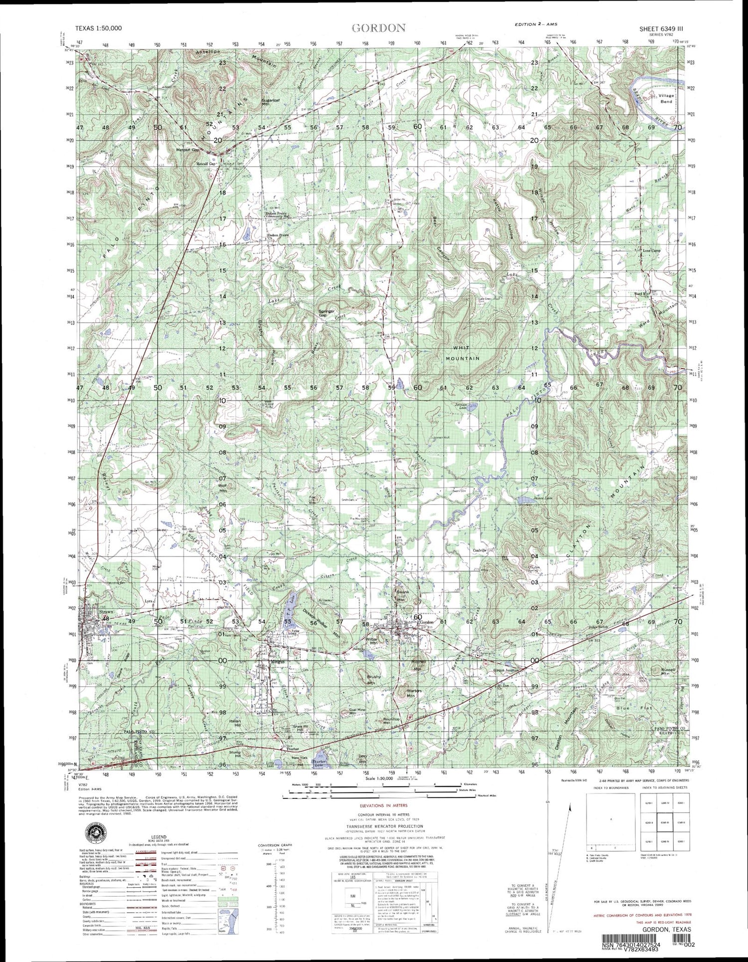 Gordon Texas Military 1:50,000 Map