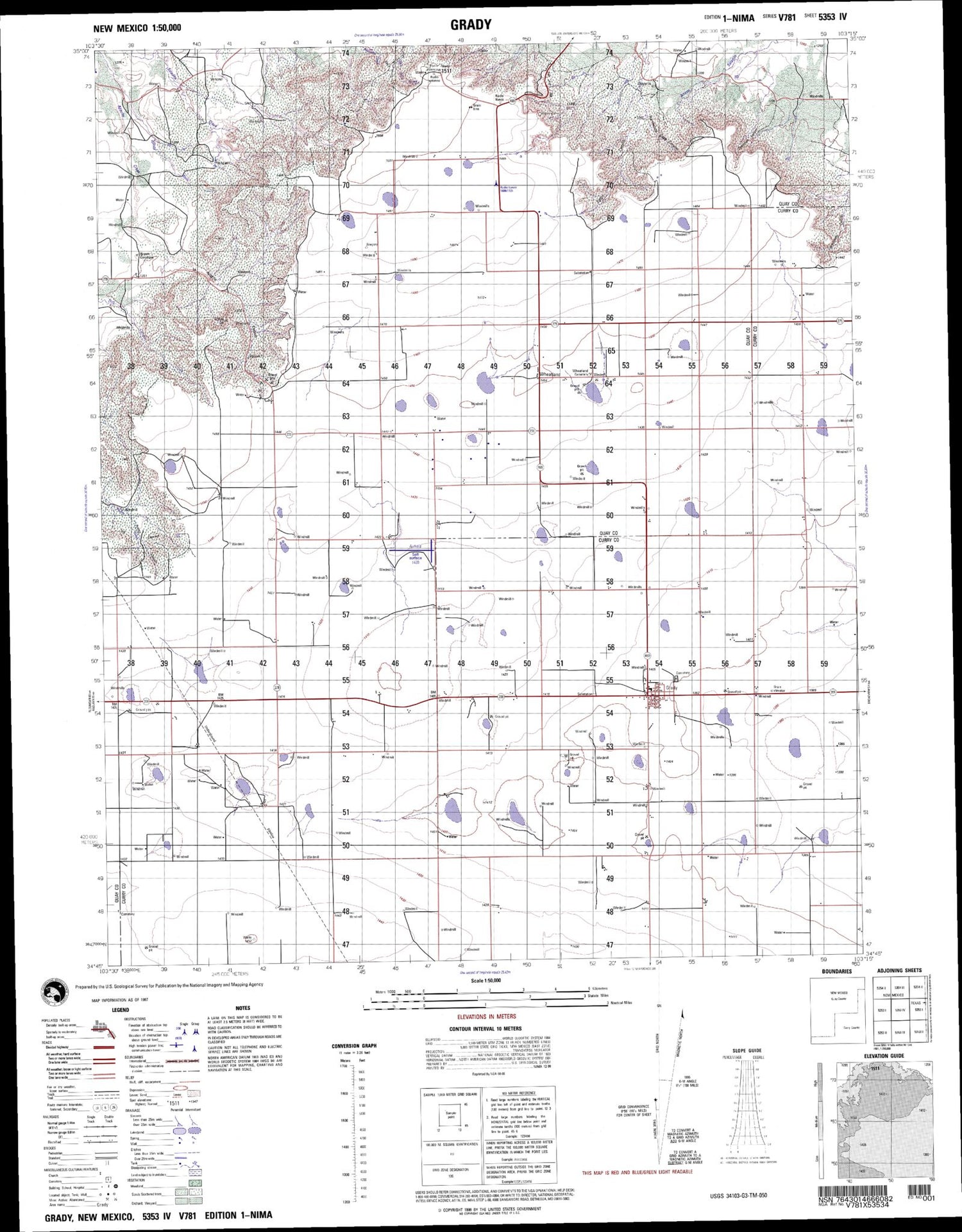 Grady New Mexico Military 1:50,000 Map