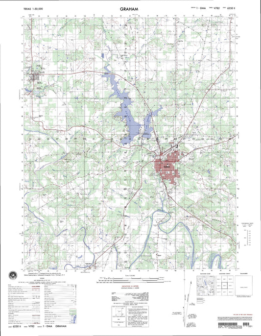 Graham Texas Military 1:50,000 Map