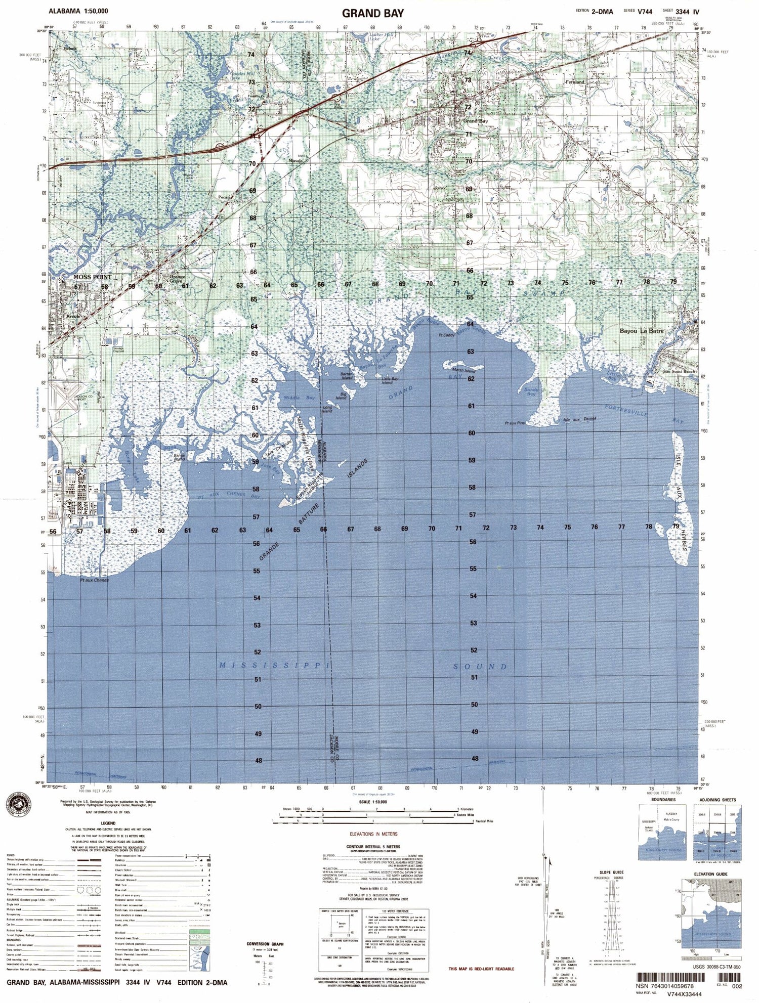 Grand Bay Alabama Military 1:50,000 Map