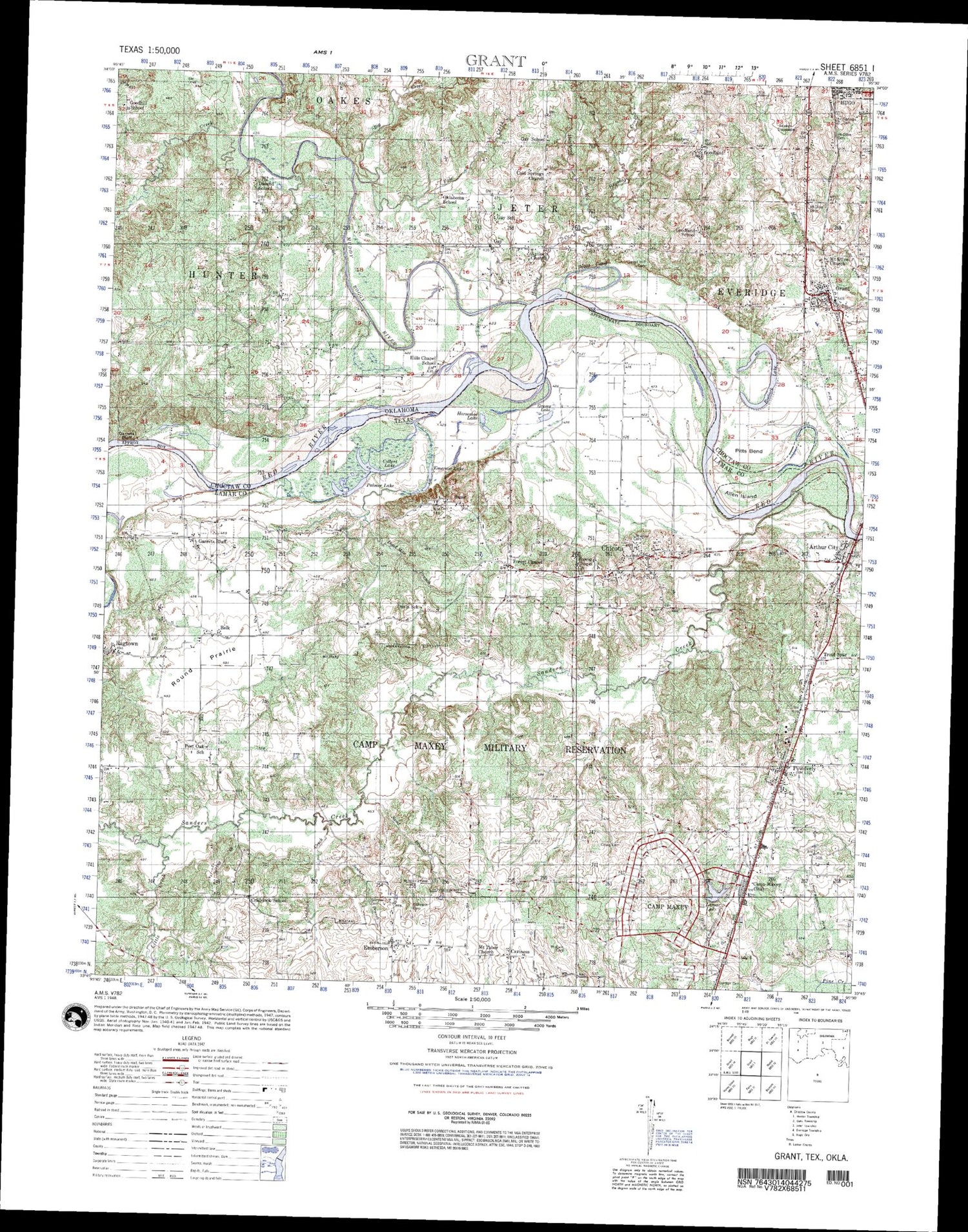 Grant Texas Military 1:50,000 Map