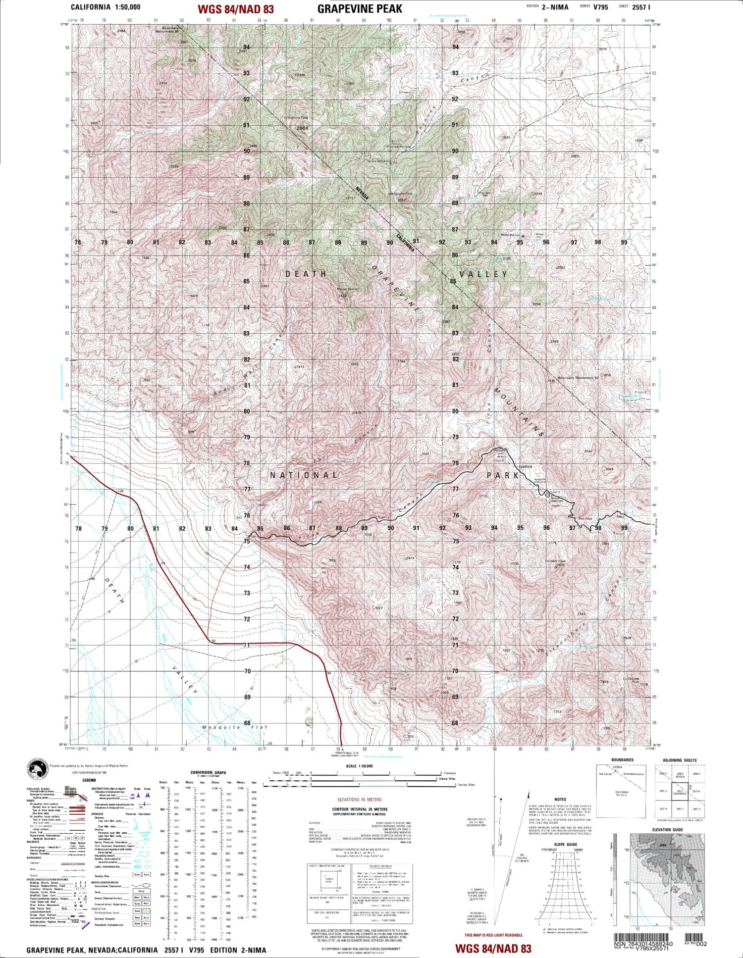 Grapevine Peak Nevada Military 1:50,000 Map