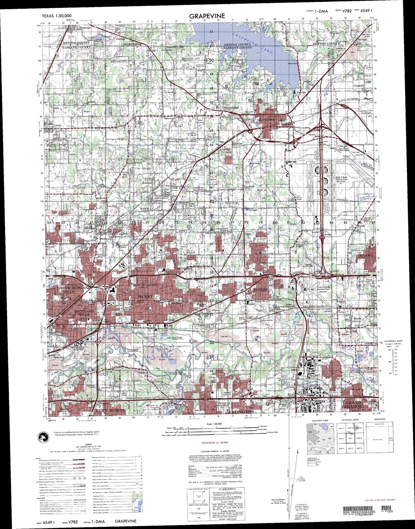 Grapevine Texas Military 1:50,000 Map