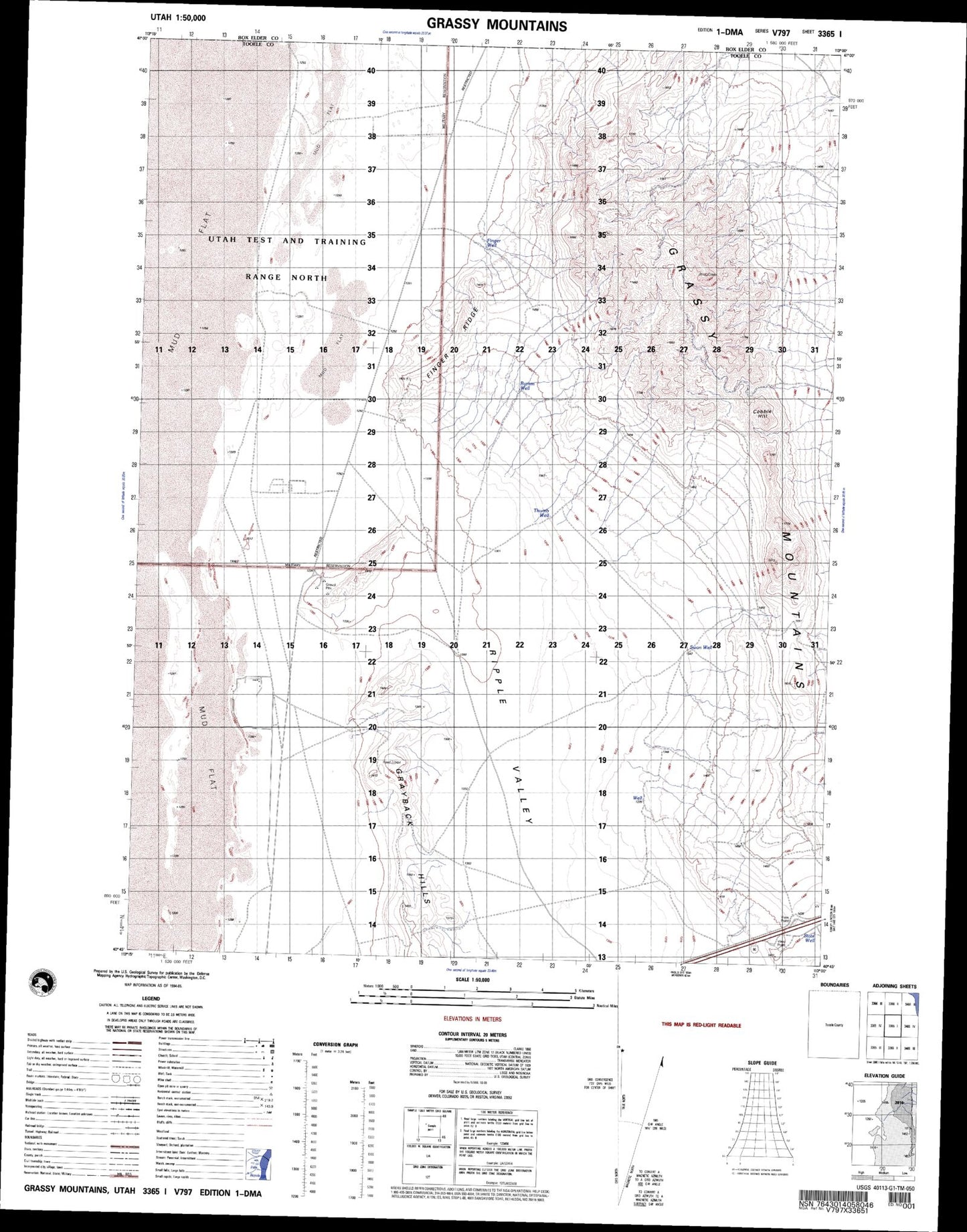 Grassy Mountains Utah Military 1:50,000 Map