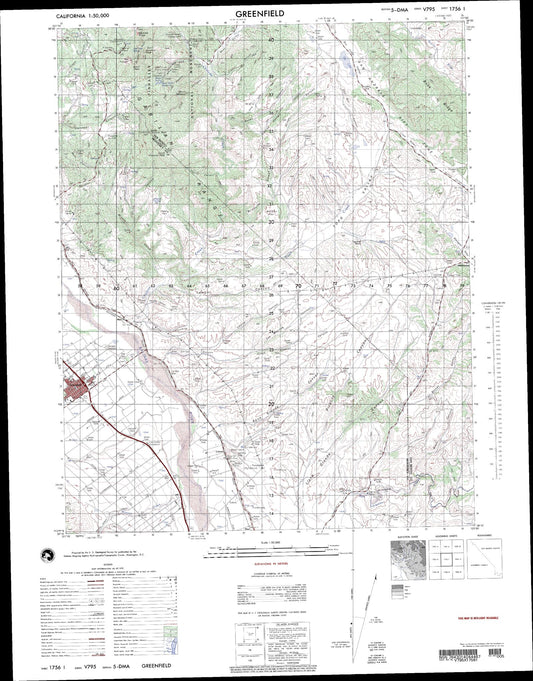 Greenfield California Military 1:50,000 Map