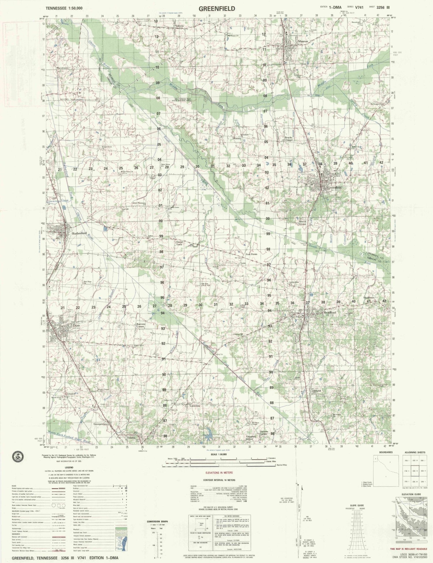 Greenfield Tennessee Military 1:50,000 Map