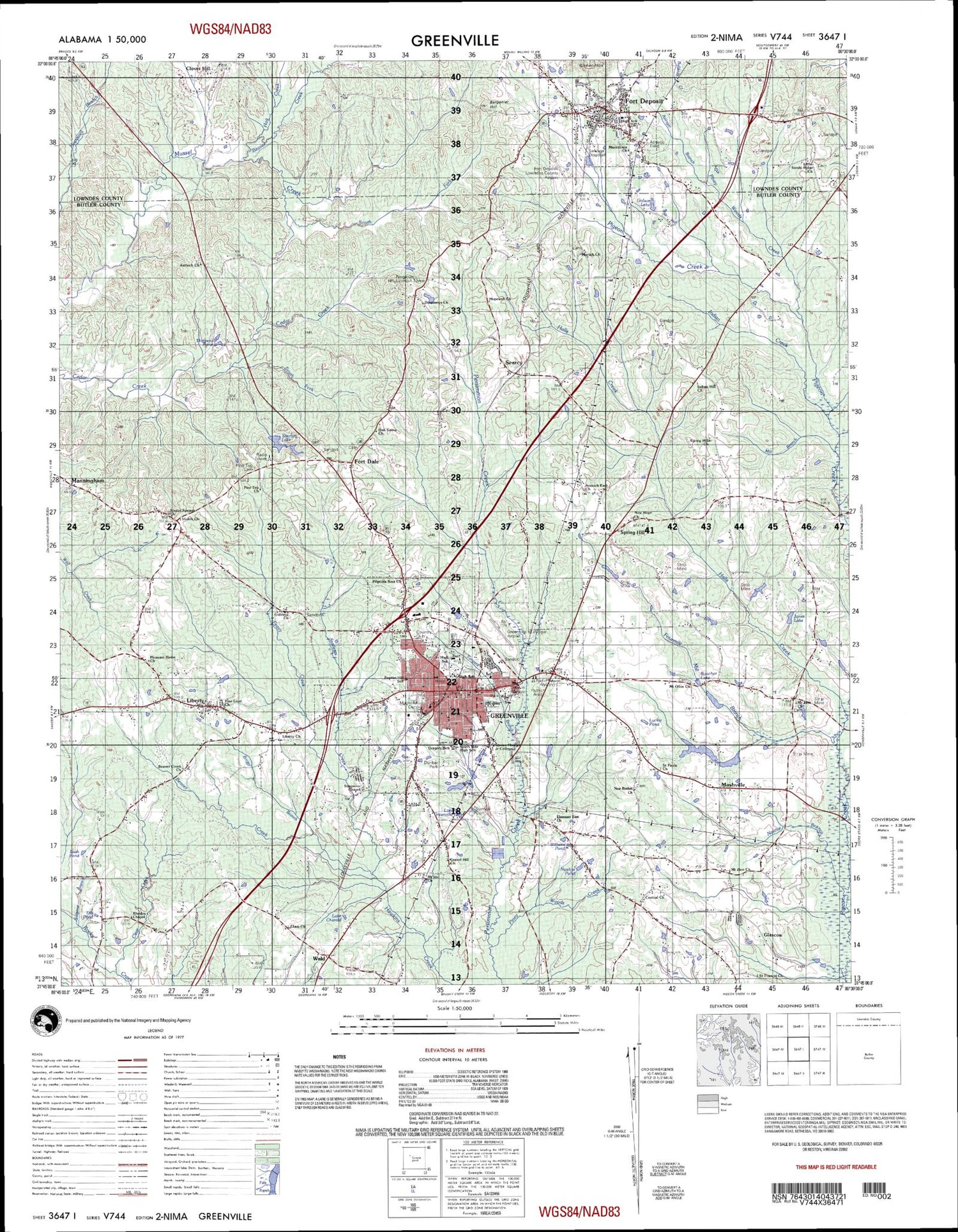 Greenville Alabama Military 1:50,000 Map