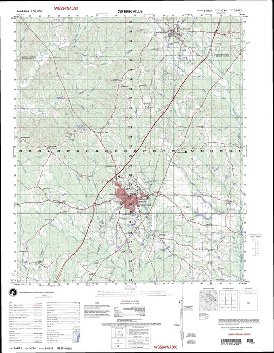 Greenville Alabama Military 1:50,000 Map