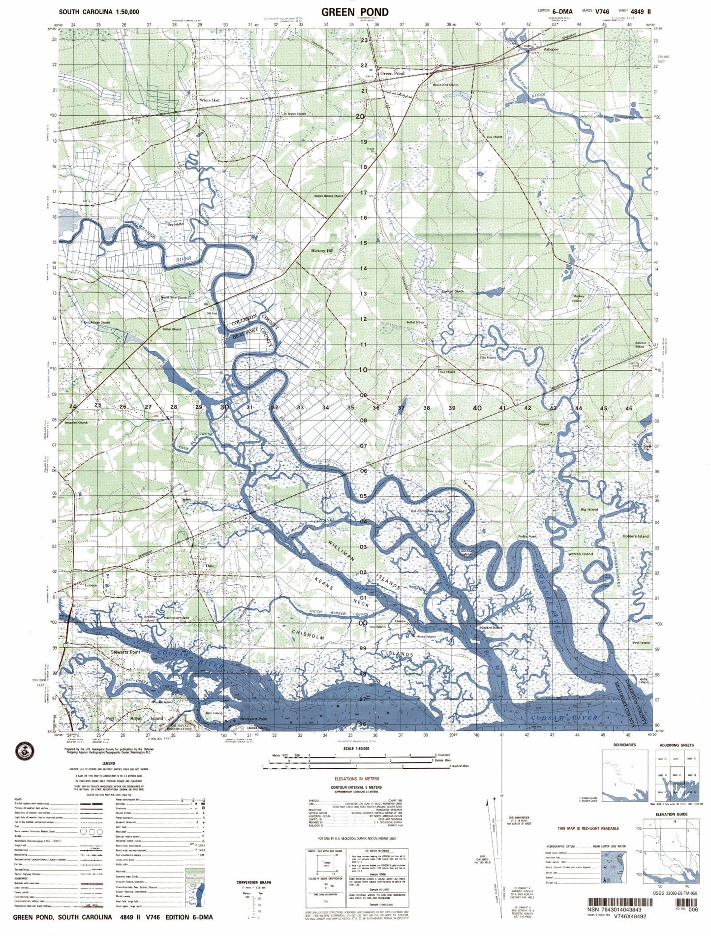 Green Pond South Carolina Military 1:50,000 Map