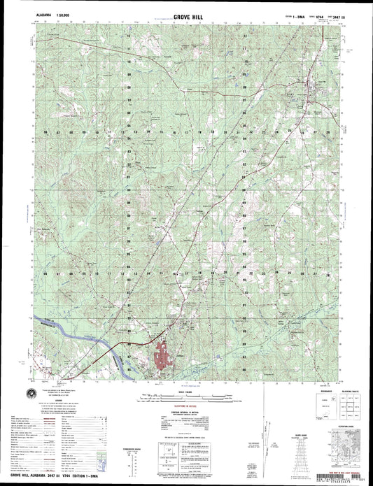 Grove Hill Alabama Military 1:50,000 Map