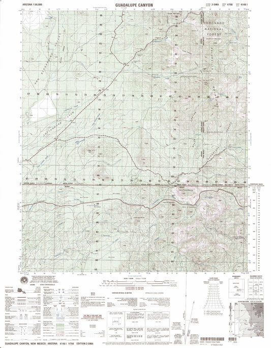 Guadalupe Canyon New Mexico Military 1:50,000 Map