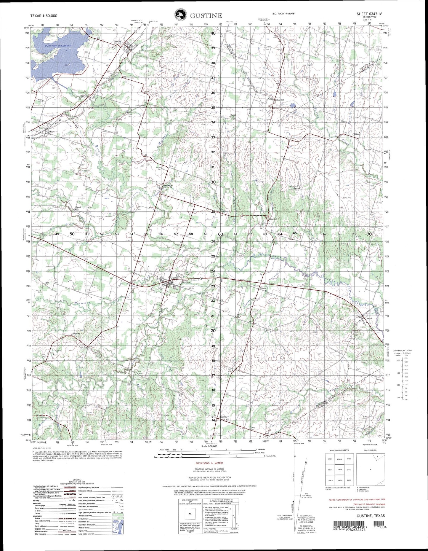 Gustine Texas Military 1:50,000 Map