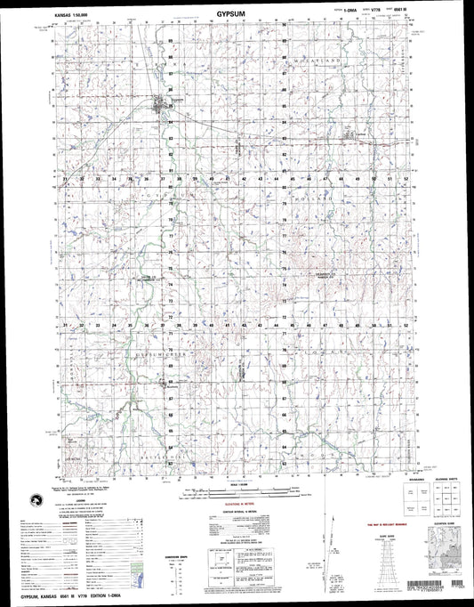 Gypsum Kansas Military 1:50,000 Map