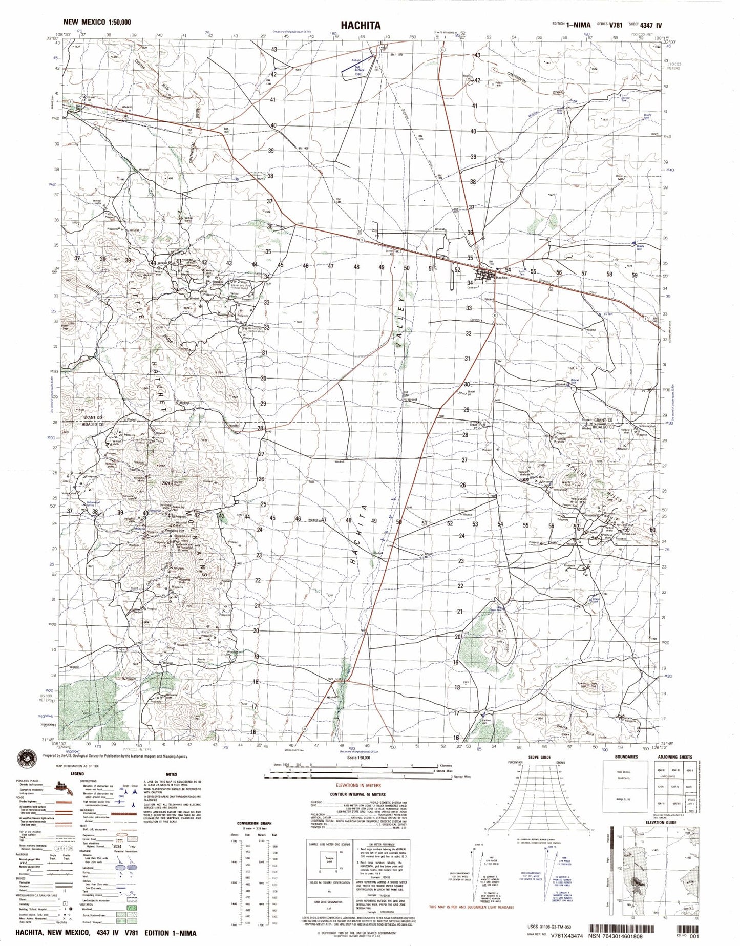 Hachita New Mexico Military 1:50,000 Map