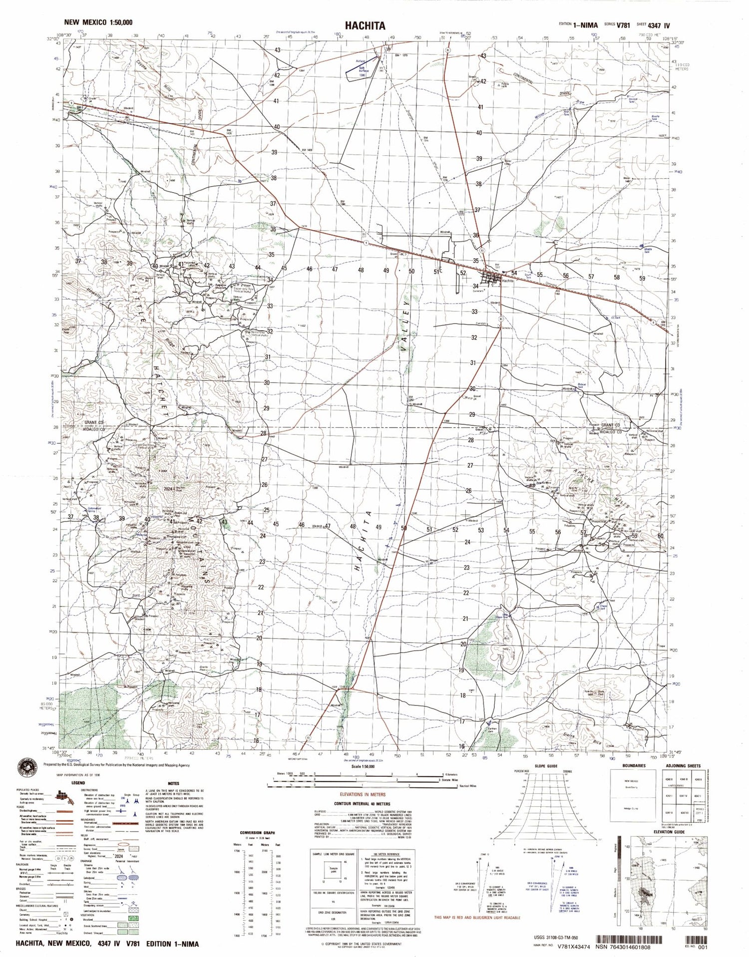 Hachita New Mexico Military 1:50,000 Map