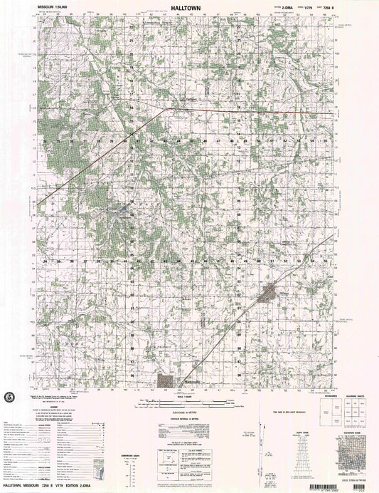 Halltown Missouri Military 1:50,000 Map